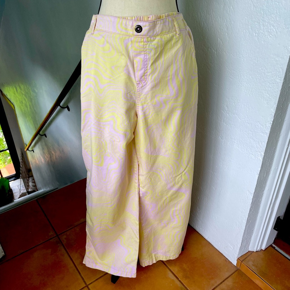 NWOT Wild Fable Cotton Wide Leg‎ Cotton Candy Psychedelic pants w/pockets size S